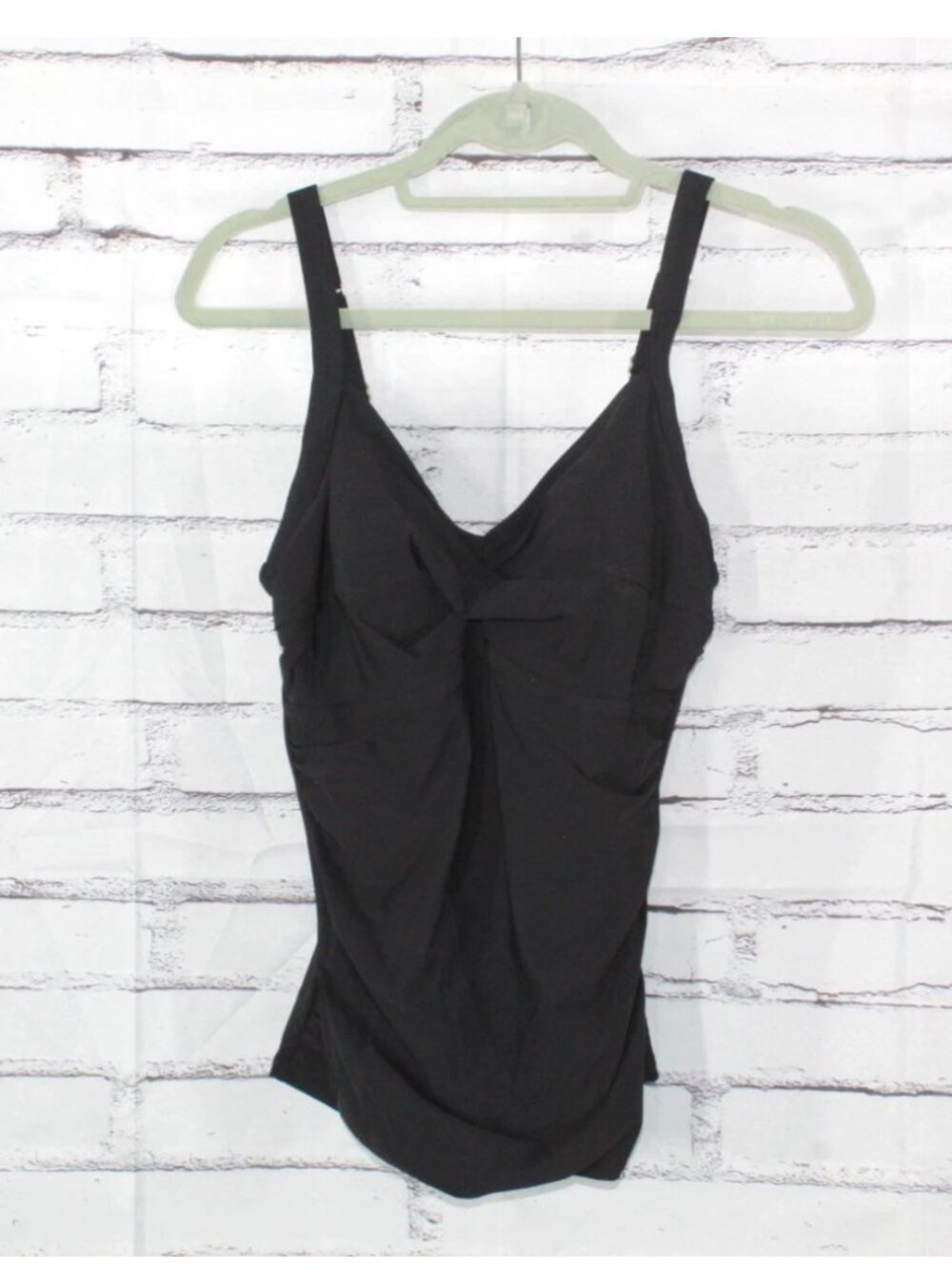 LL Bean Shaping Swimwear Tankini Top Black Summer Pool Beach Size 8